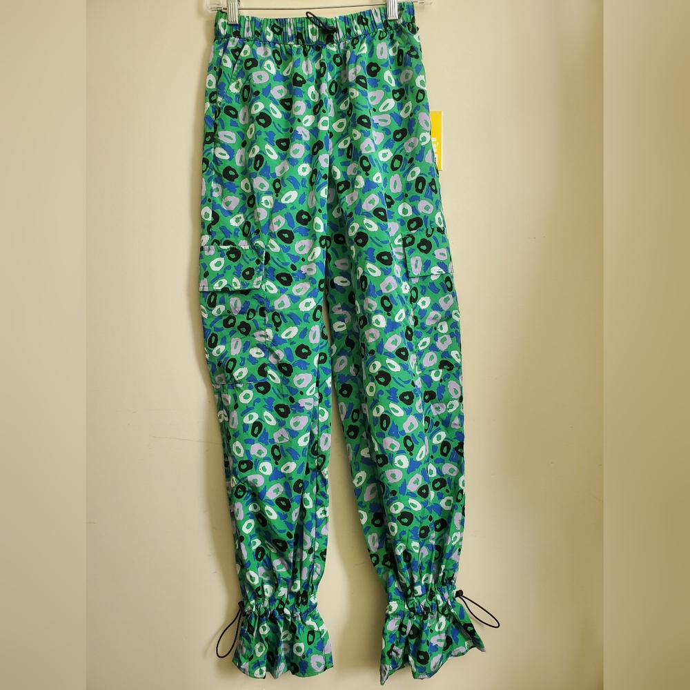 Diane Von Furstenberg Green and Blue Patterned Joggers